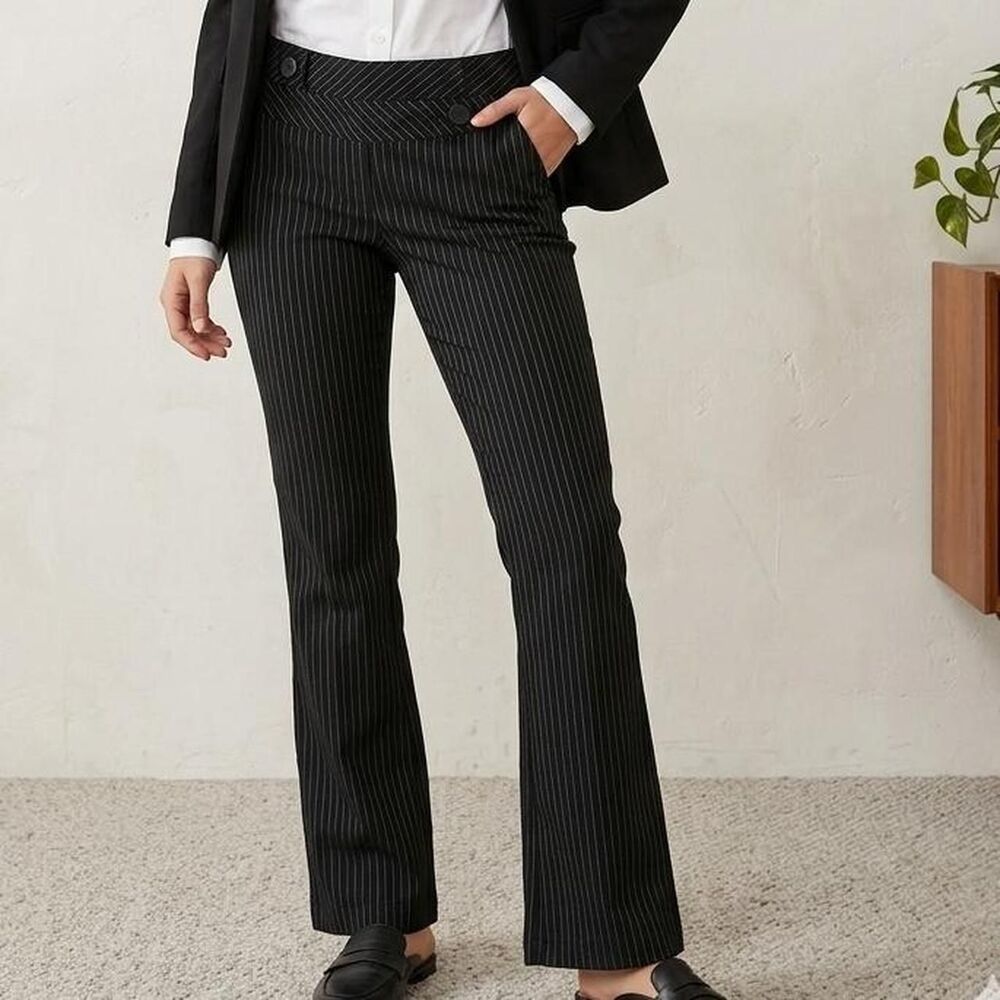 Vintage y2k Wet Seal Women's Black and White Pinstripe Pants